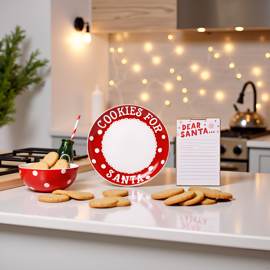Santa's Milk Jug, Plate and Dear Santa Notepad Set