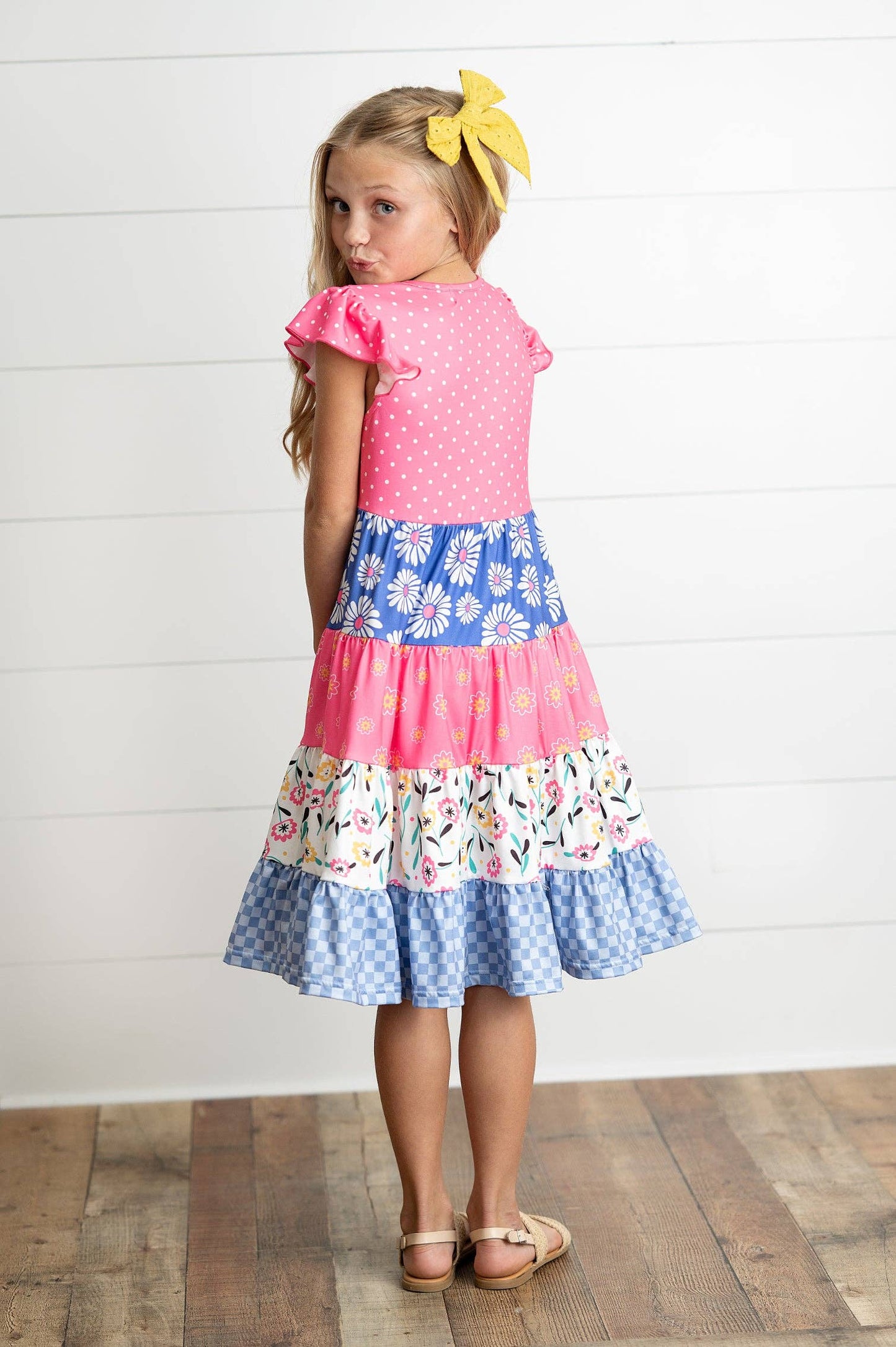 Ava Hot Pink Floral Tiered Dress