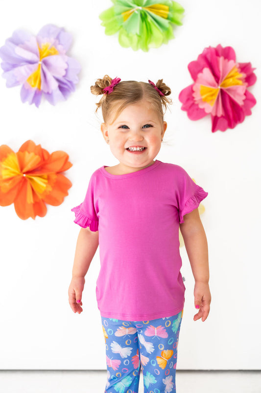 Korrie Pink Bamboo Ruffle Tee
