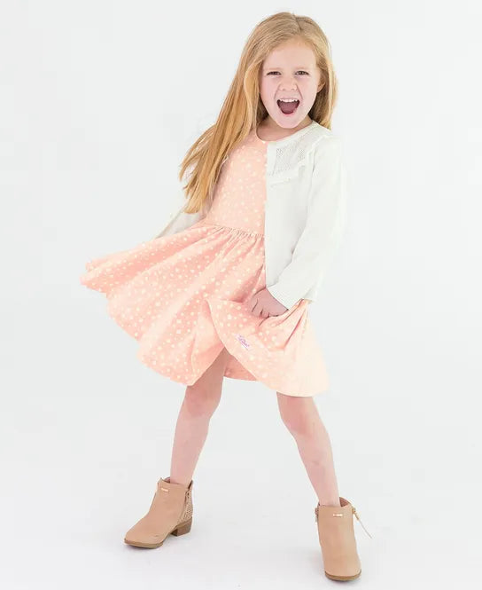 Knit Long Sleeve Twirl Dress - Fawn