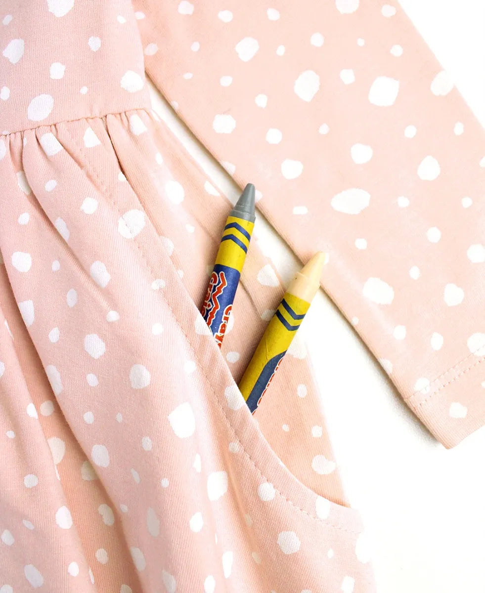 Knit Long Sleeve Twirl Dress - Fawn