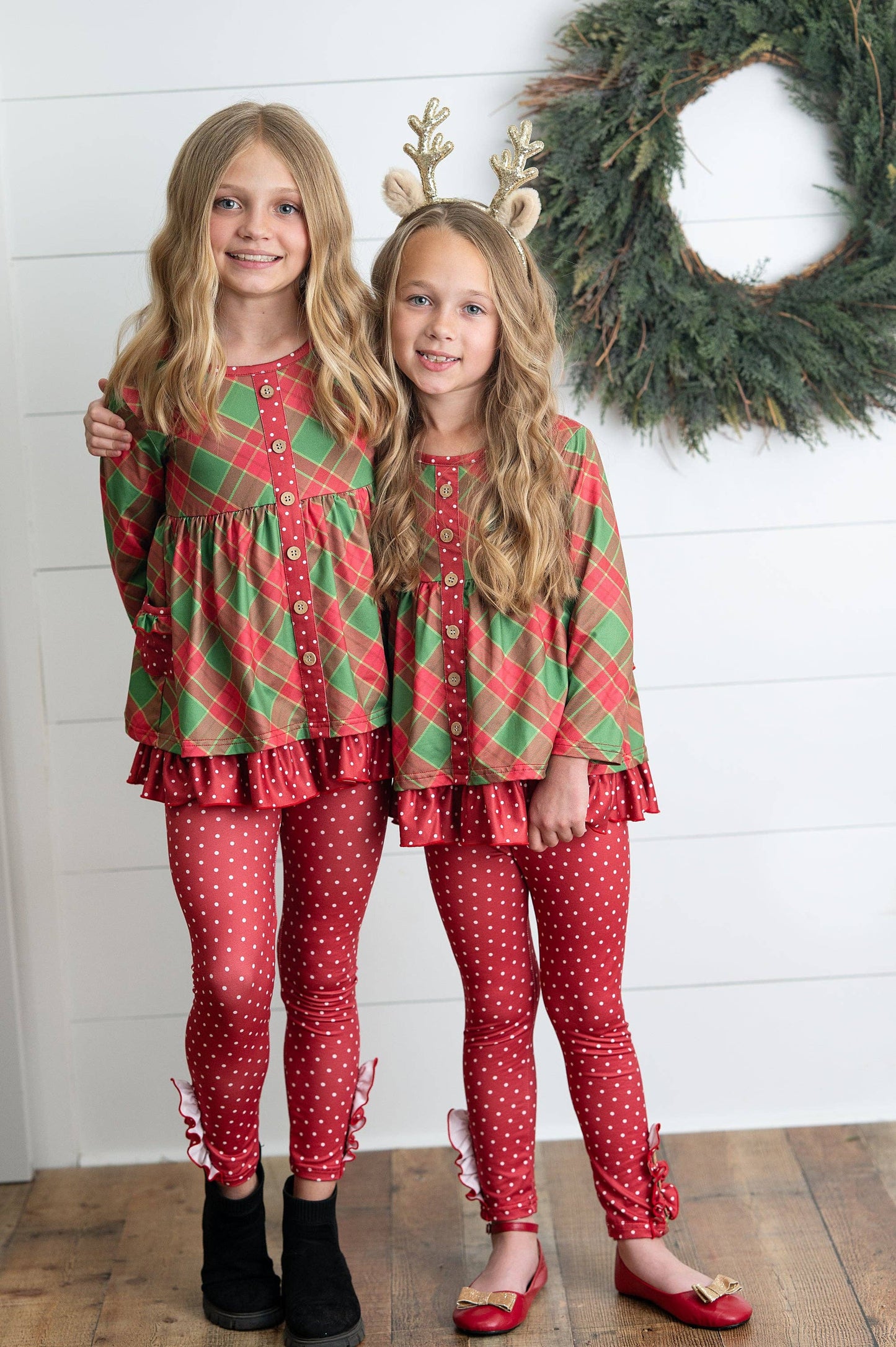 Holiday Plaid & Polka Dot Pant Set