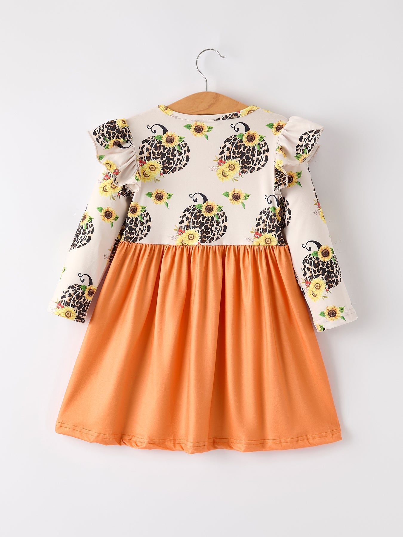 Pumpkin Leopard Print Girls Dress