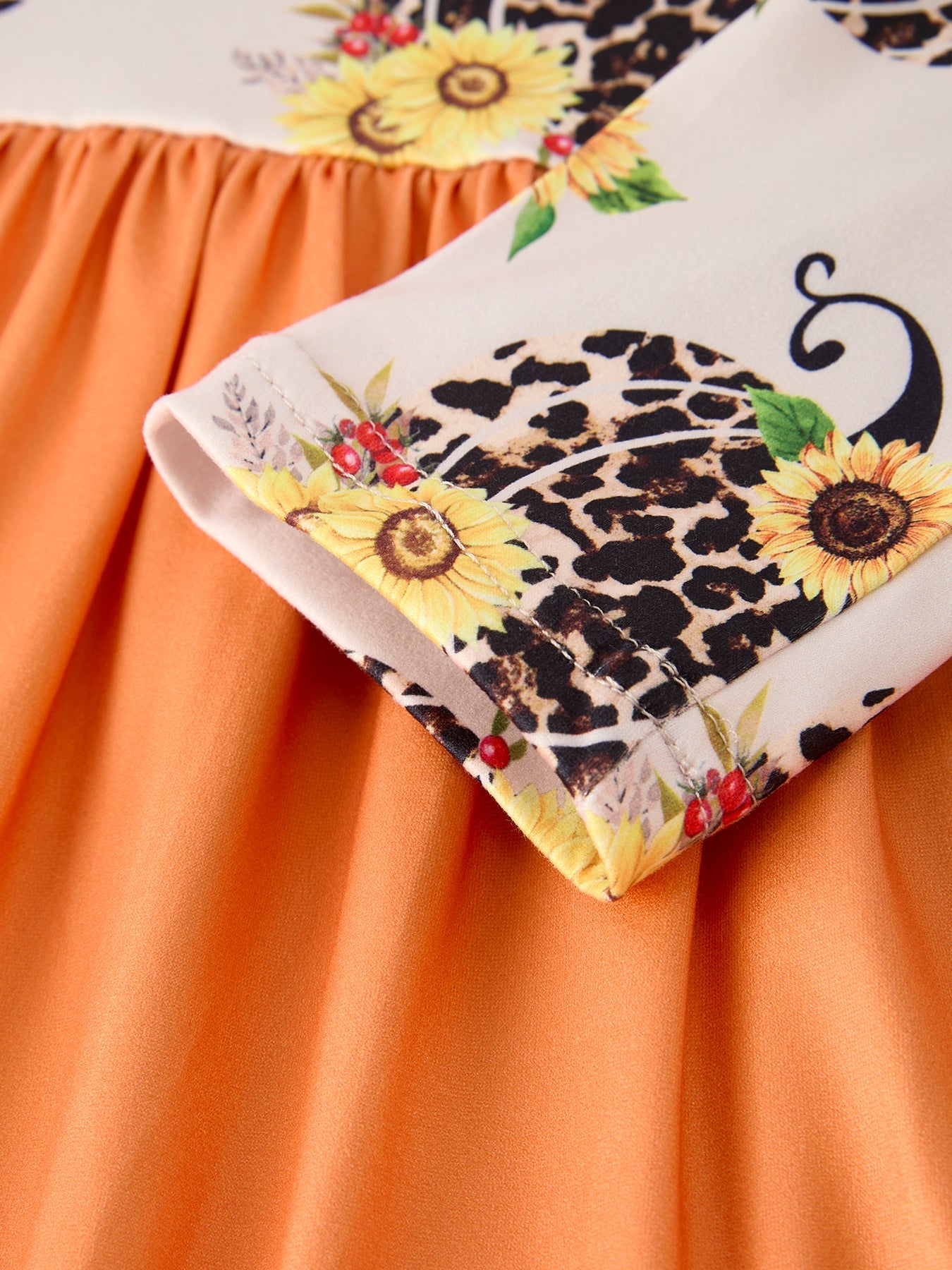 Pumpkin Leopard Print Girls Dress