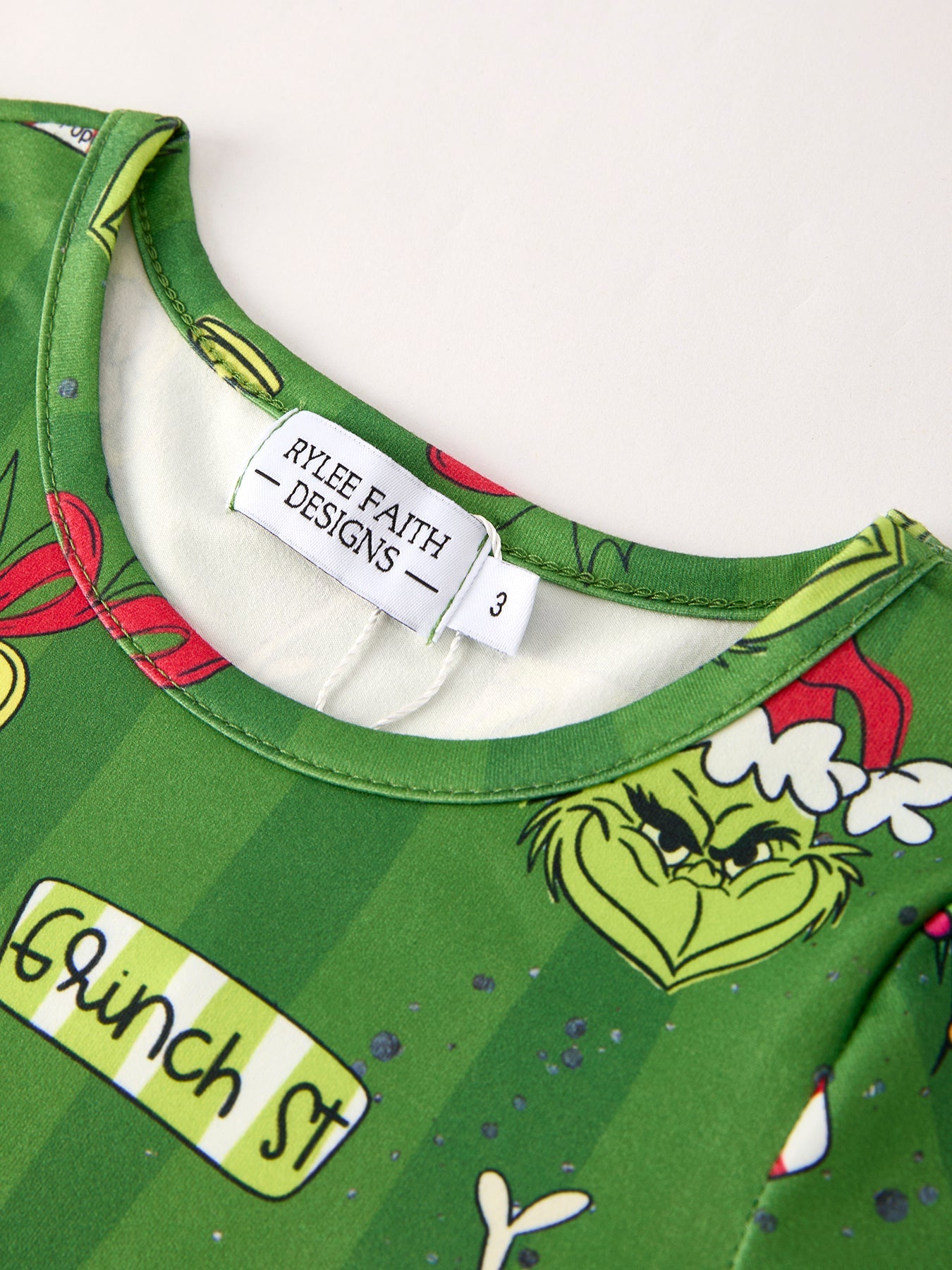 Girls Christmas Grinch Print Dress
