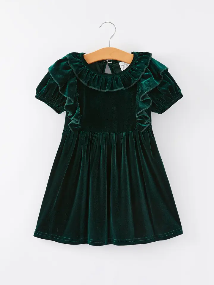 Autumn Brown Velvet Girls Dress
