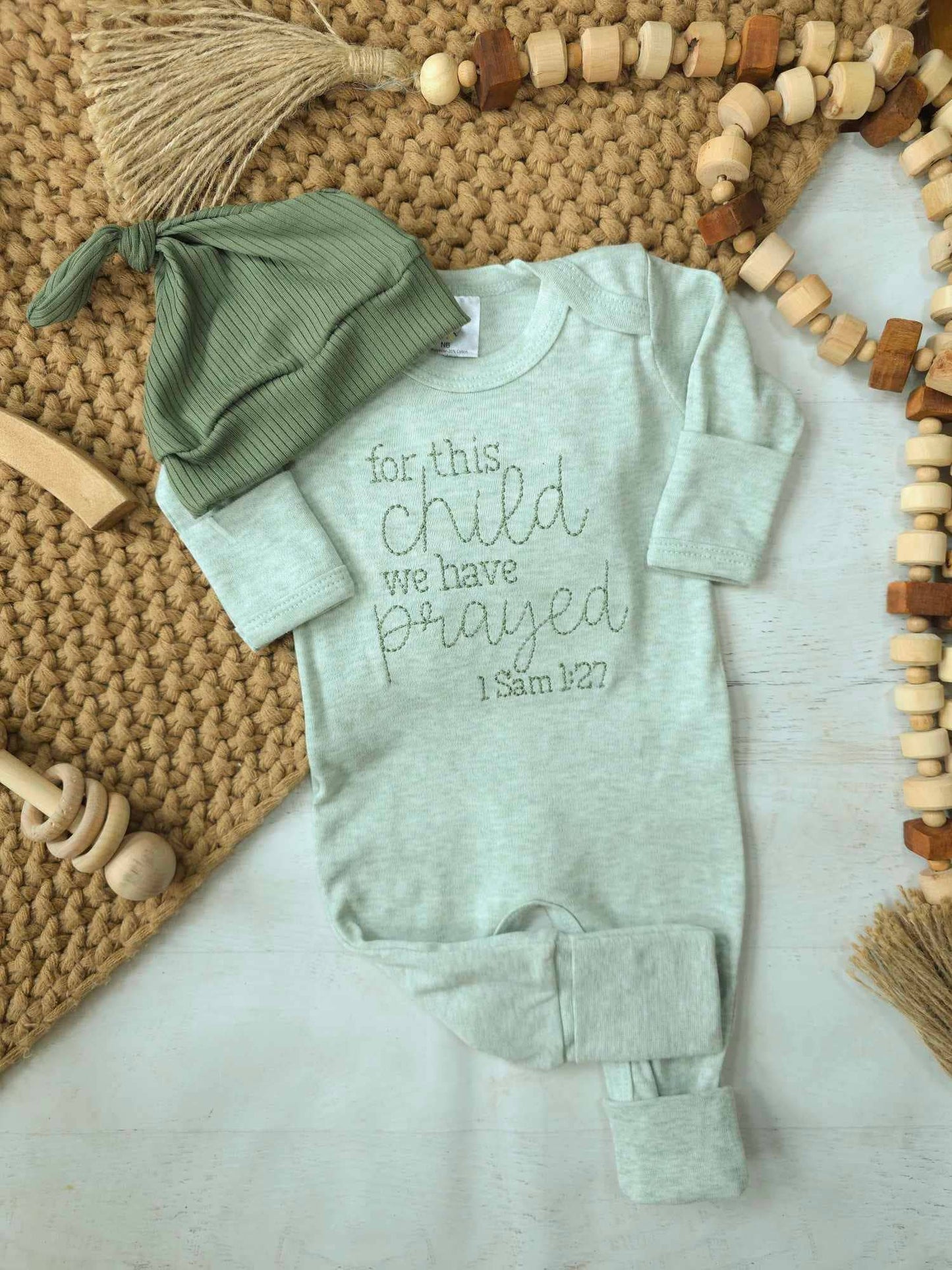 Embroidered Infant Romper | For This Child We Have Prayed