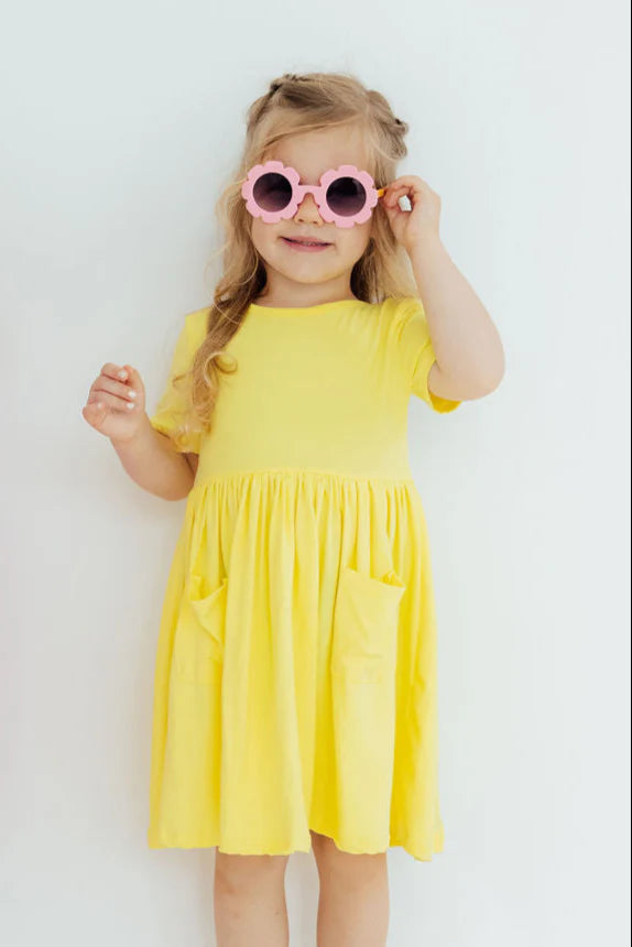 Sunshine Yellow Pocket Twirl Dress