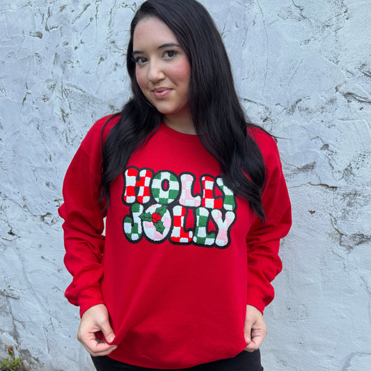Holly Jolly Patch Graphic Crewneck