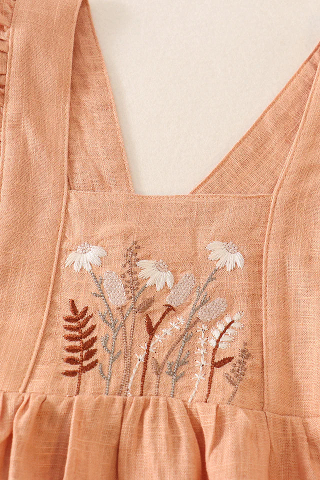 Coral Linen Bubble Romper