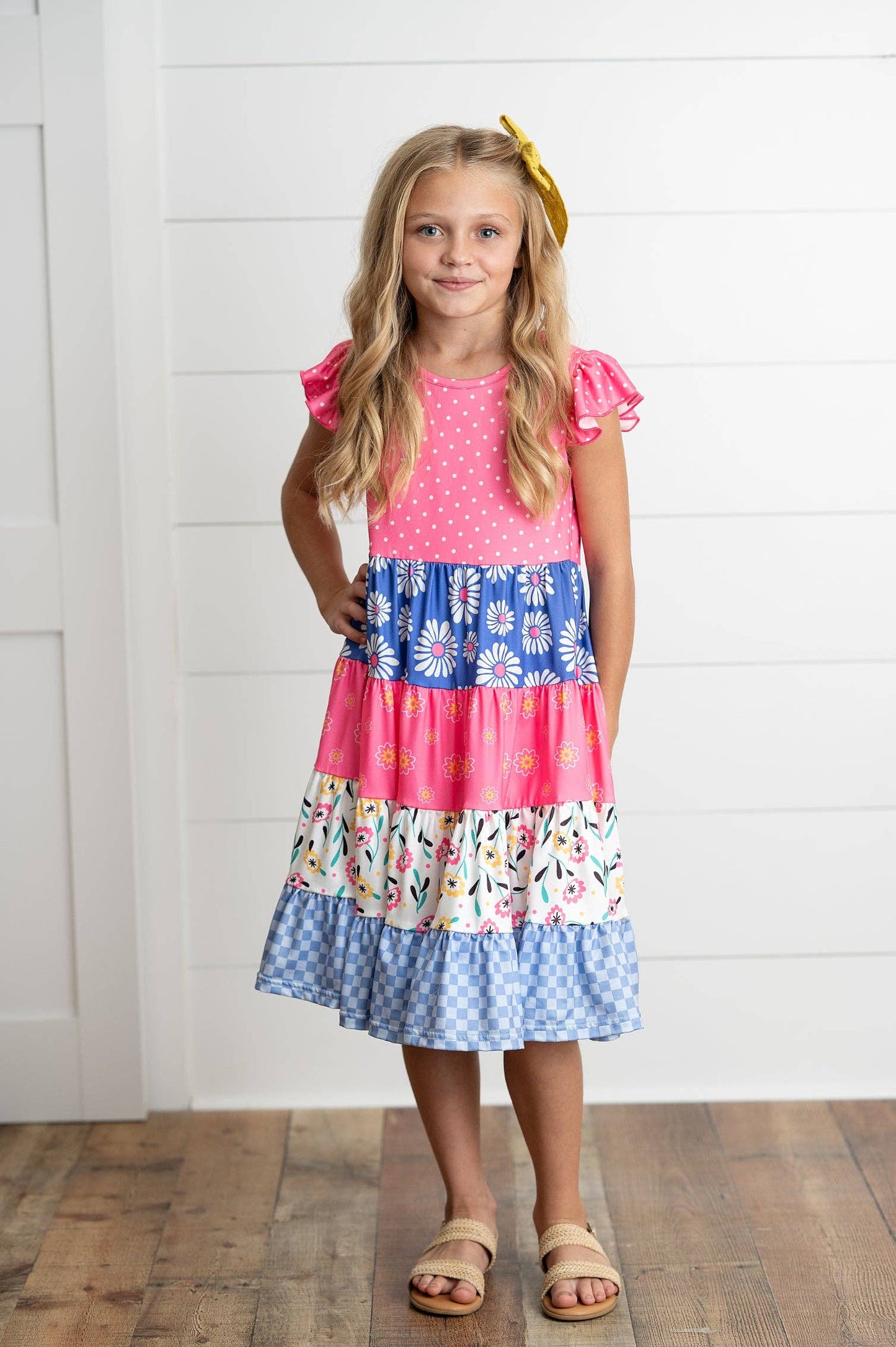 Ava Hot Pink Floral Tiered Dress
