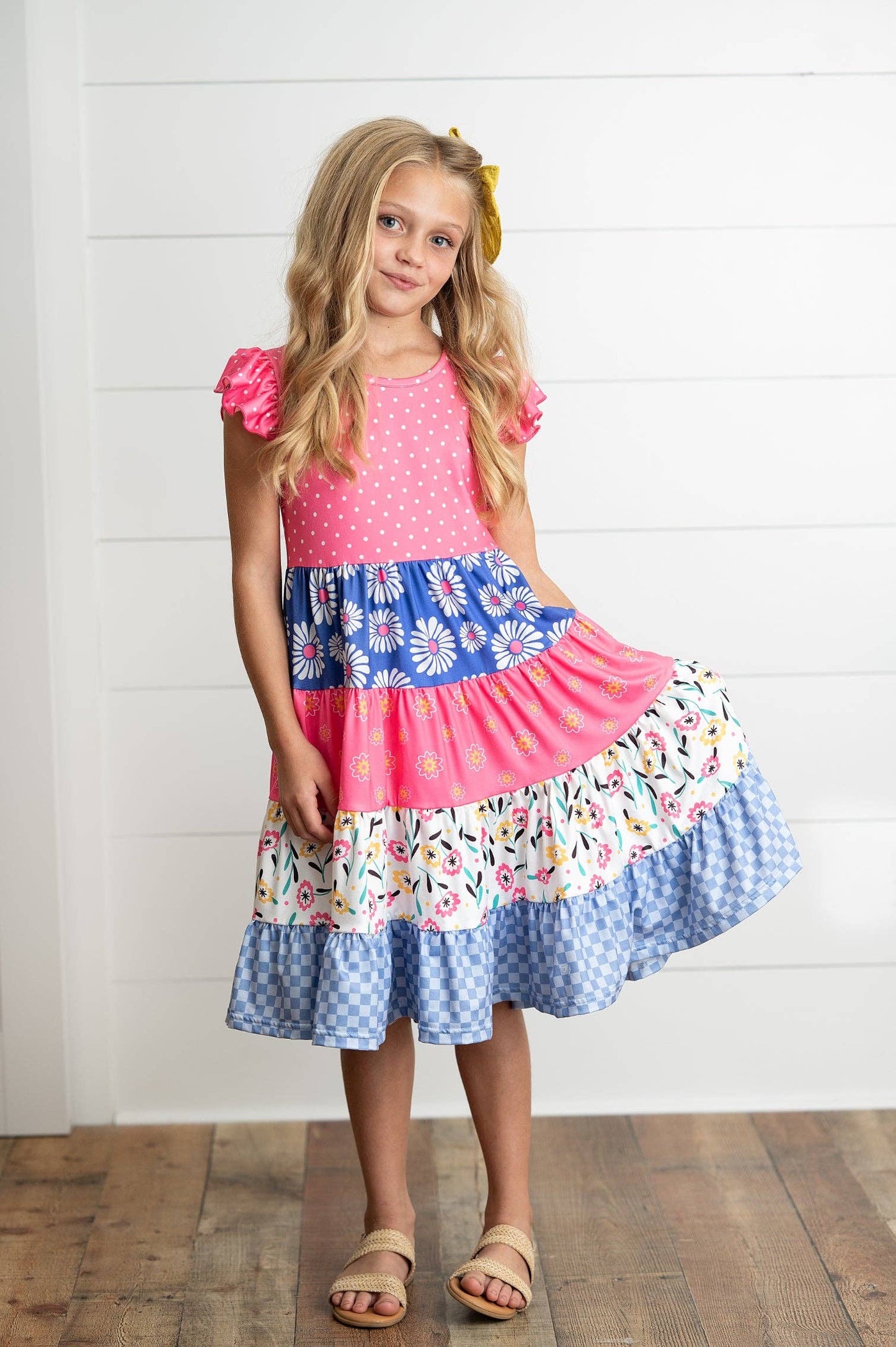 Ava Hot Pink Floral Tiered Dress