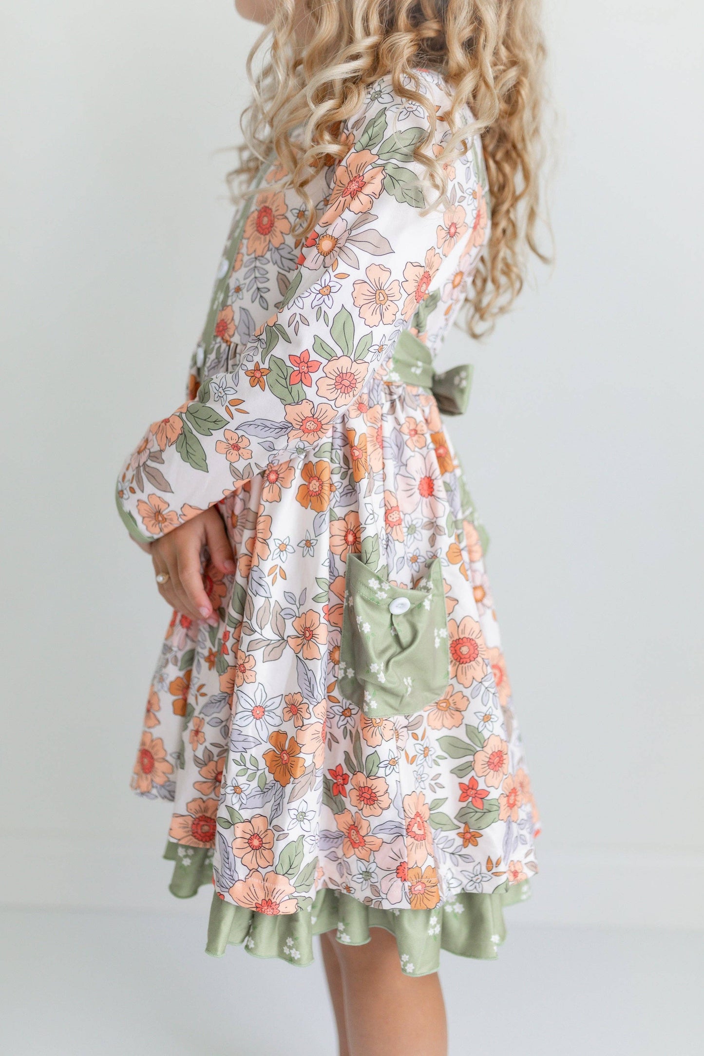 Sage & Rust Fall Floral Dress