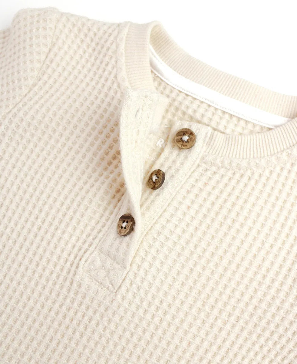 Plush Waffle Knit Henley Romper by RuffleButts