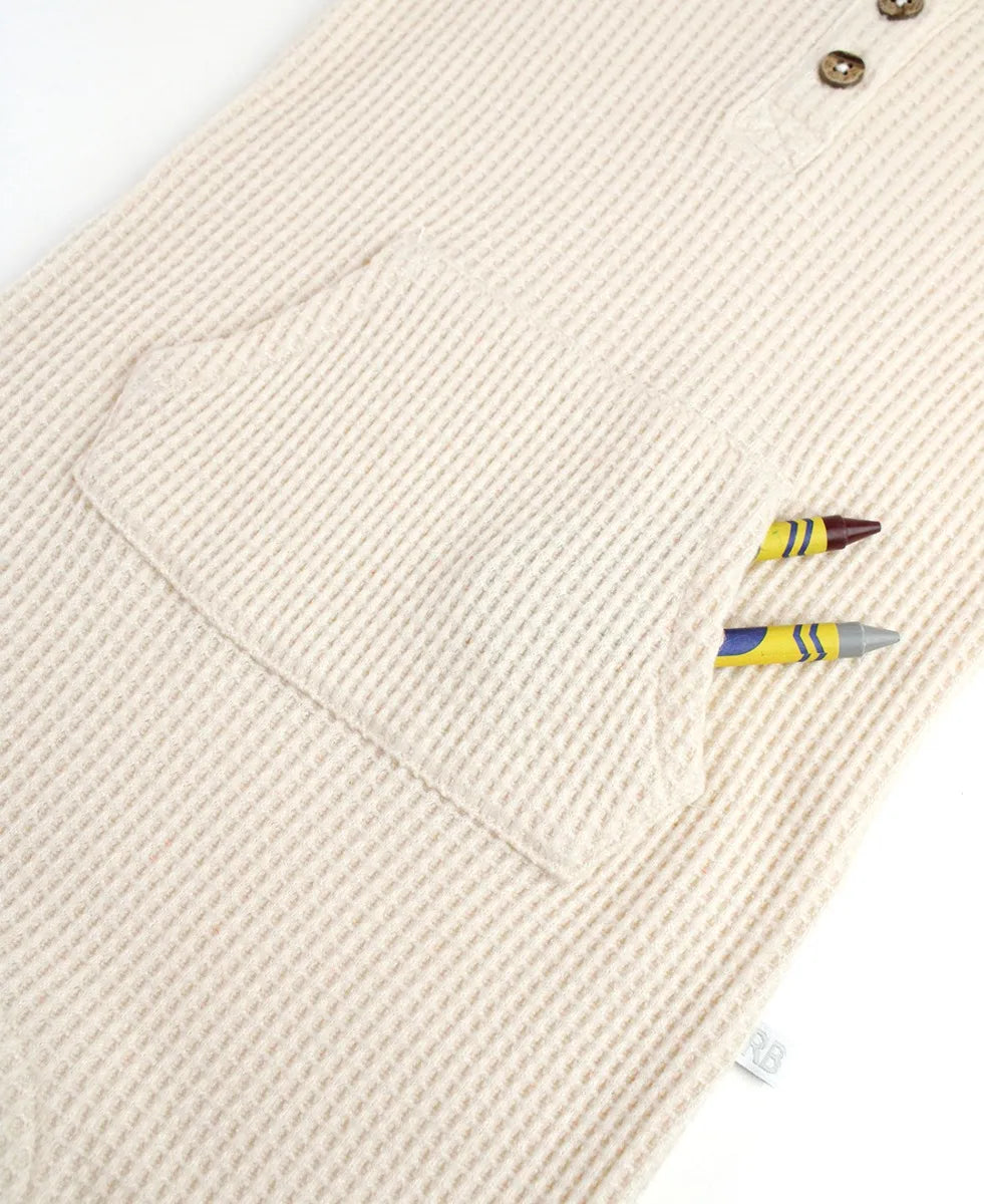 Plush Waffle Knit Henley Romper by RuffleButts