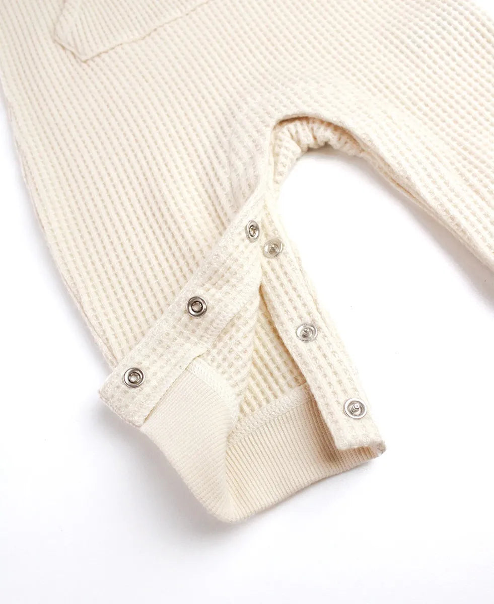 Plush Waffle Knit Henley Romper by RuffleButts