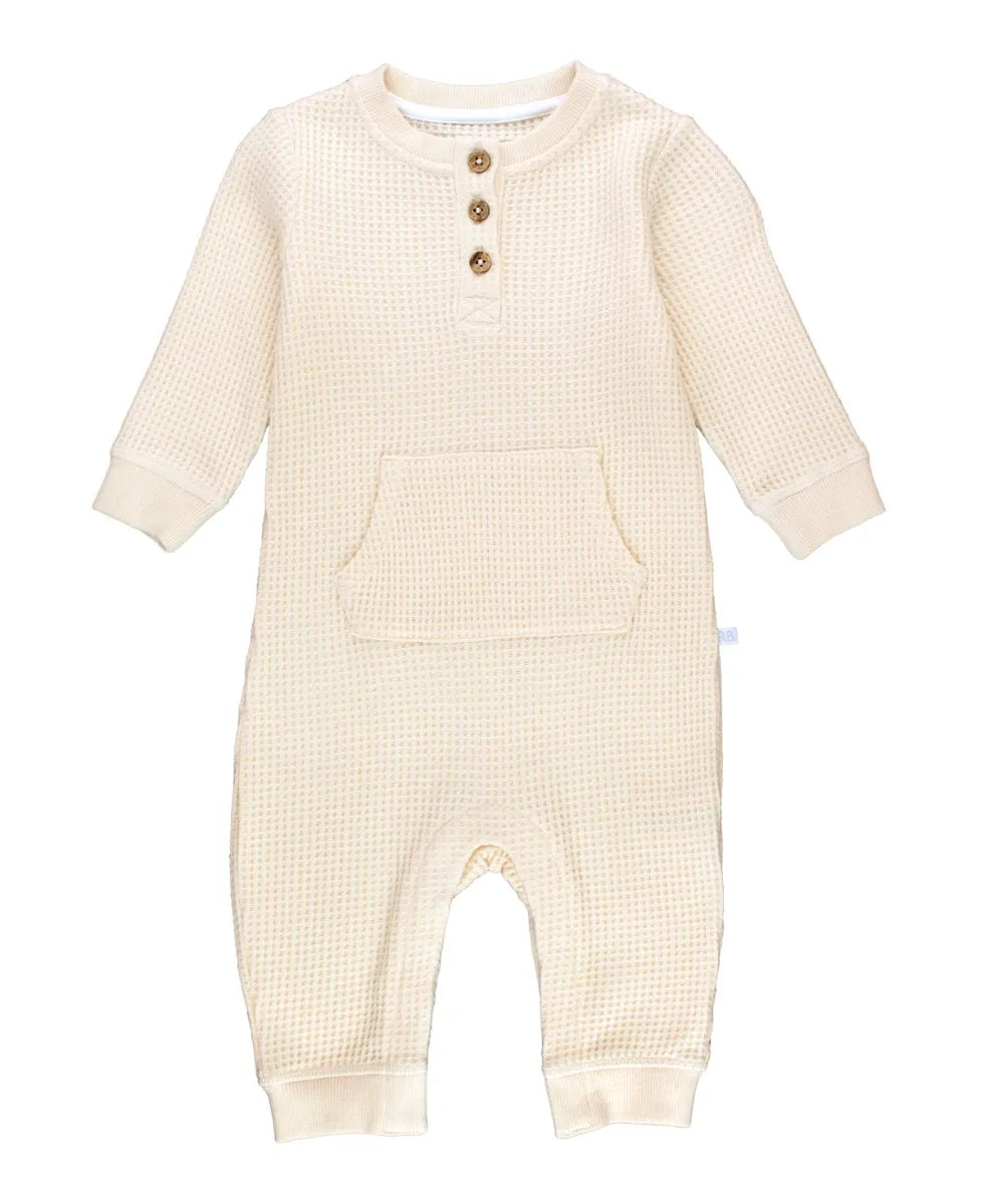 Plush Waffle Knit Henley Romper by RuffleButts