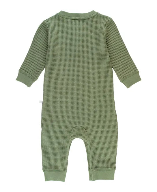 Plush Waffle Knit Henley Romper by RuffleButts