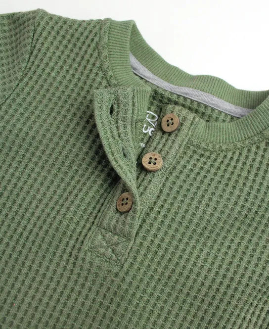 Plush Waffle Knit Henley Romper by RuffleButts