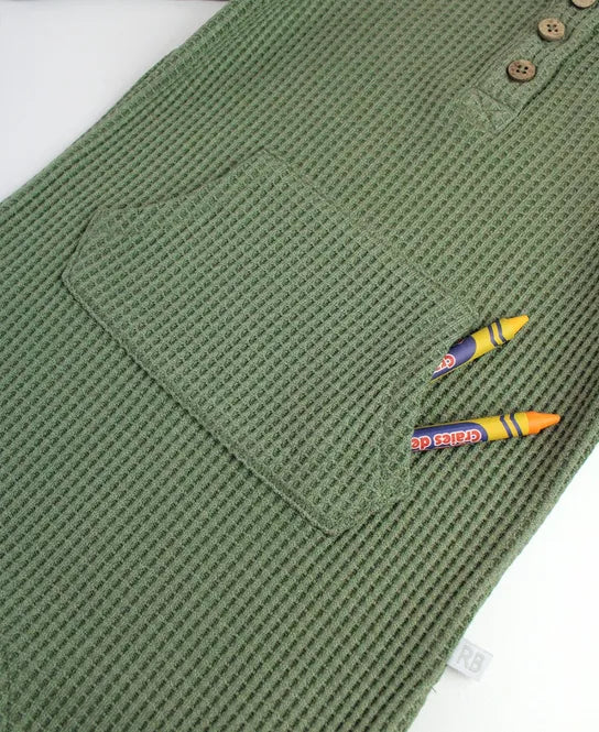 Plush Waffle Knit Henley Romper by RuffleButts