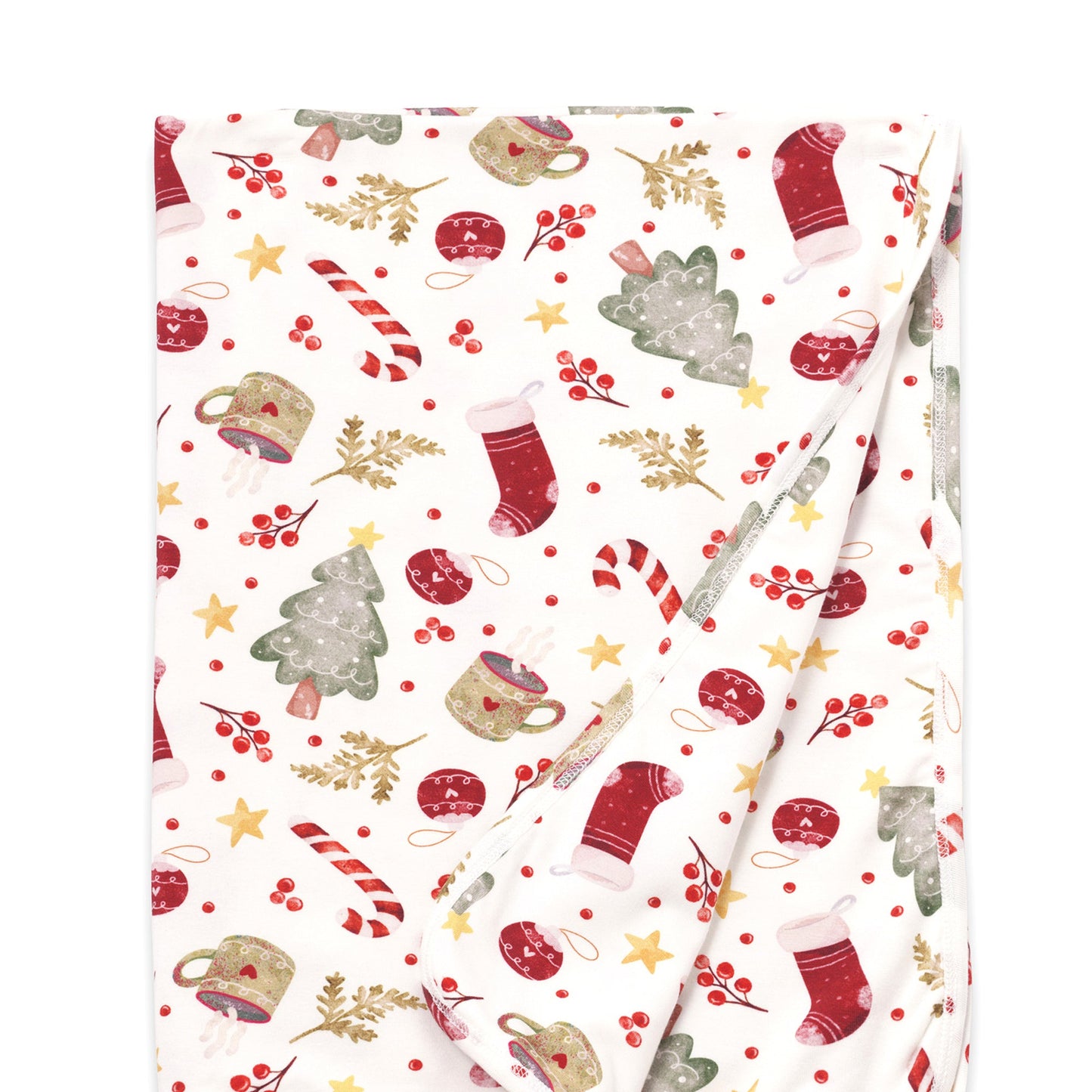 Holiday Baby Stroller Blanket – Soft Bamboo Christmas Wrap - Noel