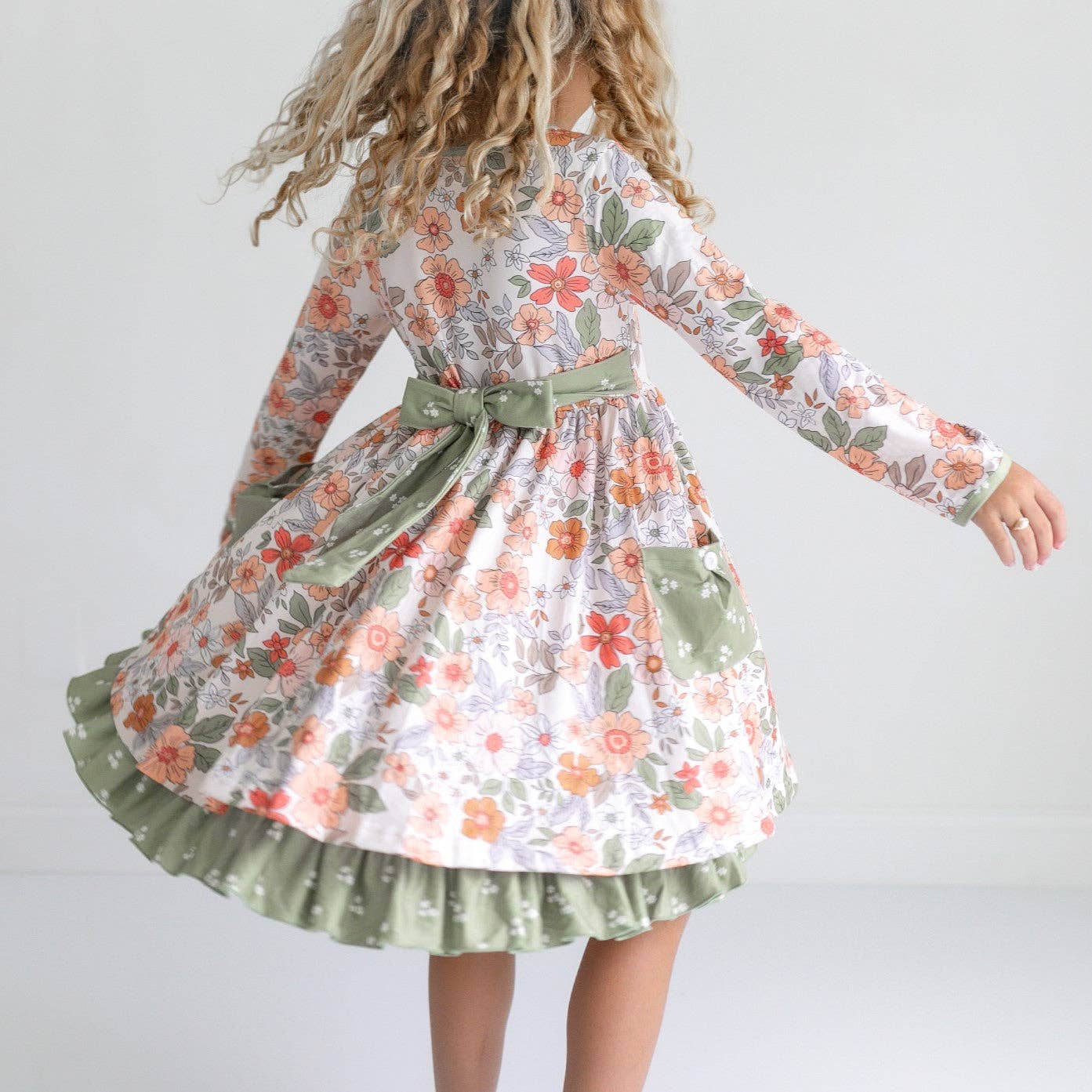 Sage & Rust Fall Floral Dress