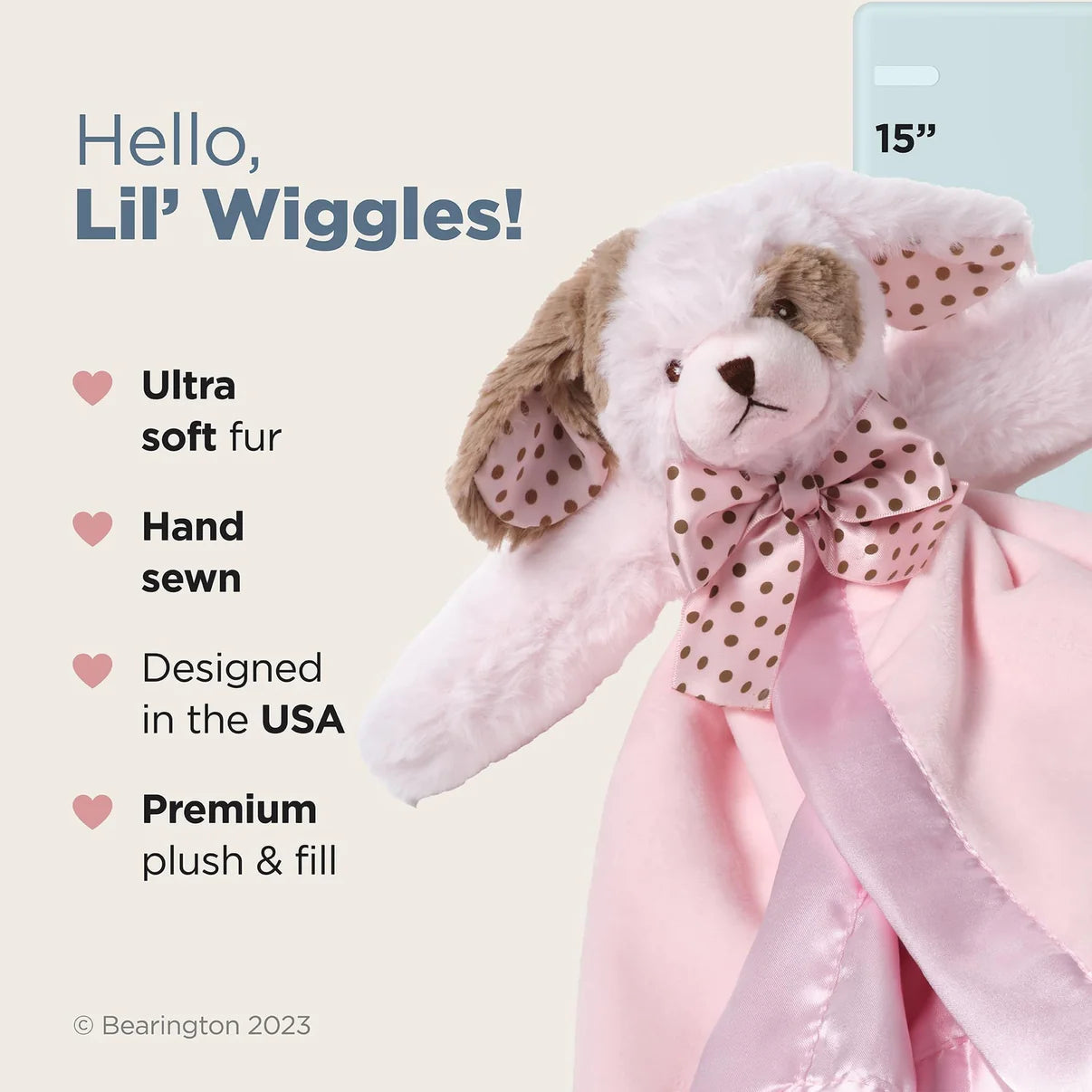Wiggles Pink Puppy Lovey by Bearington