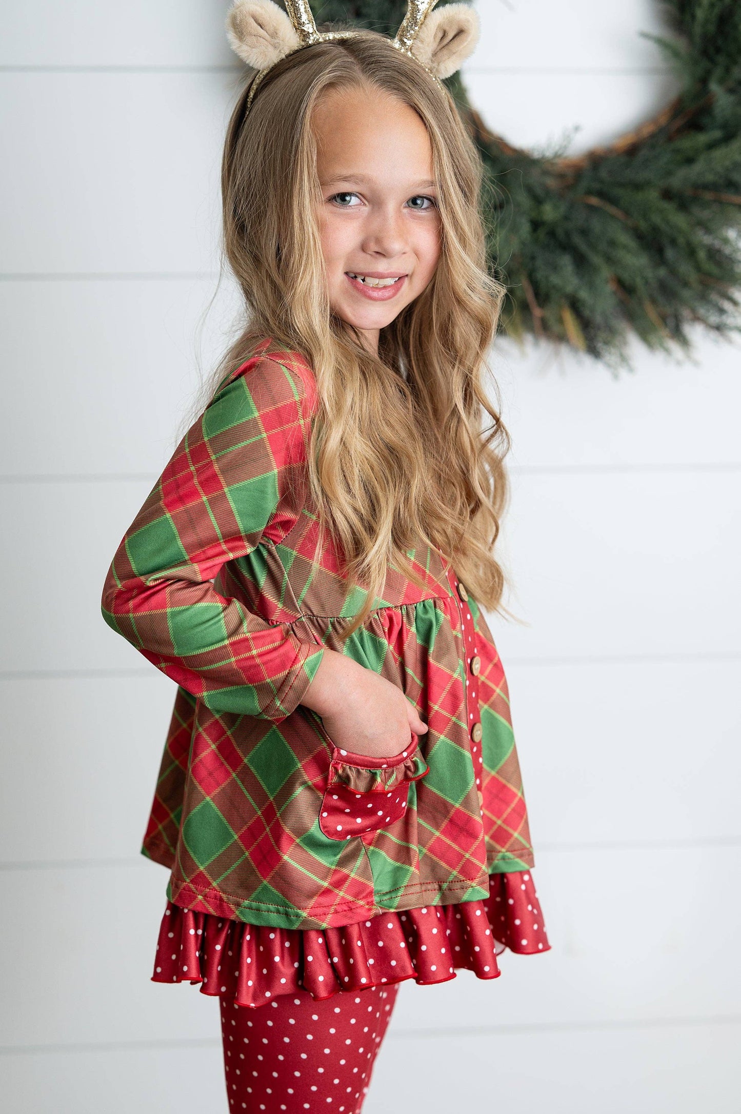 Holiday Plaid & Polka Dot Pant Set