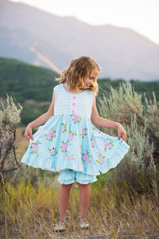 Flower Ruffle Short Set