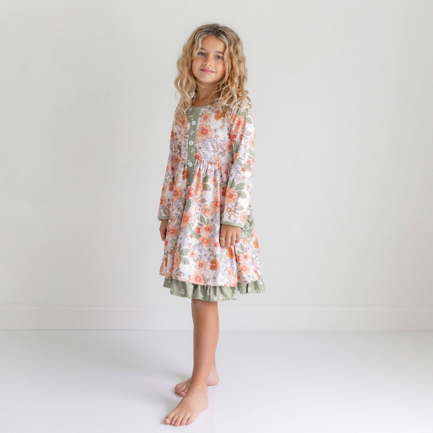 Sage & Rust Fall Floral Dress