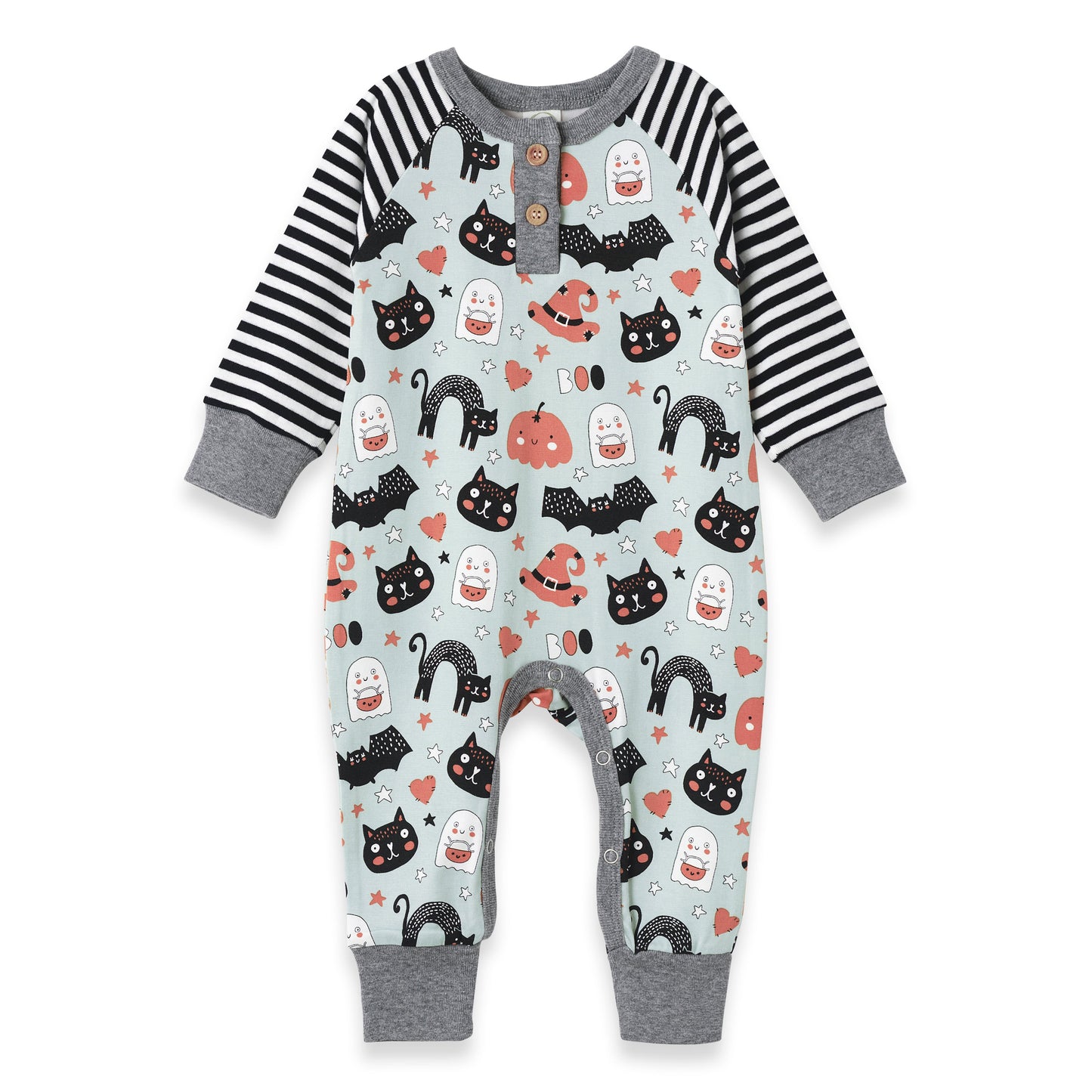 Halloween Pumpkin-Pals Henley Bamboo Romper