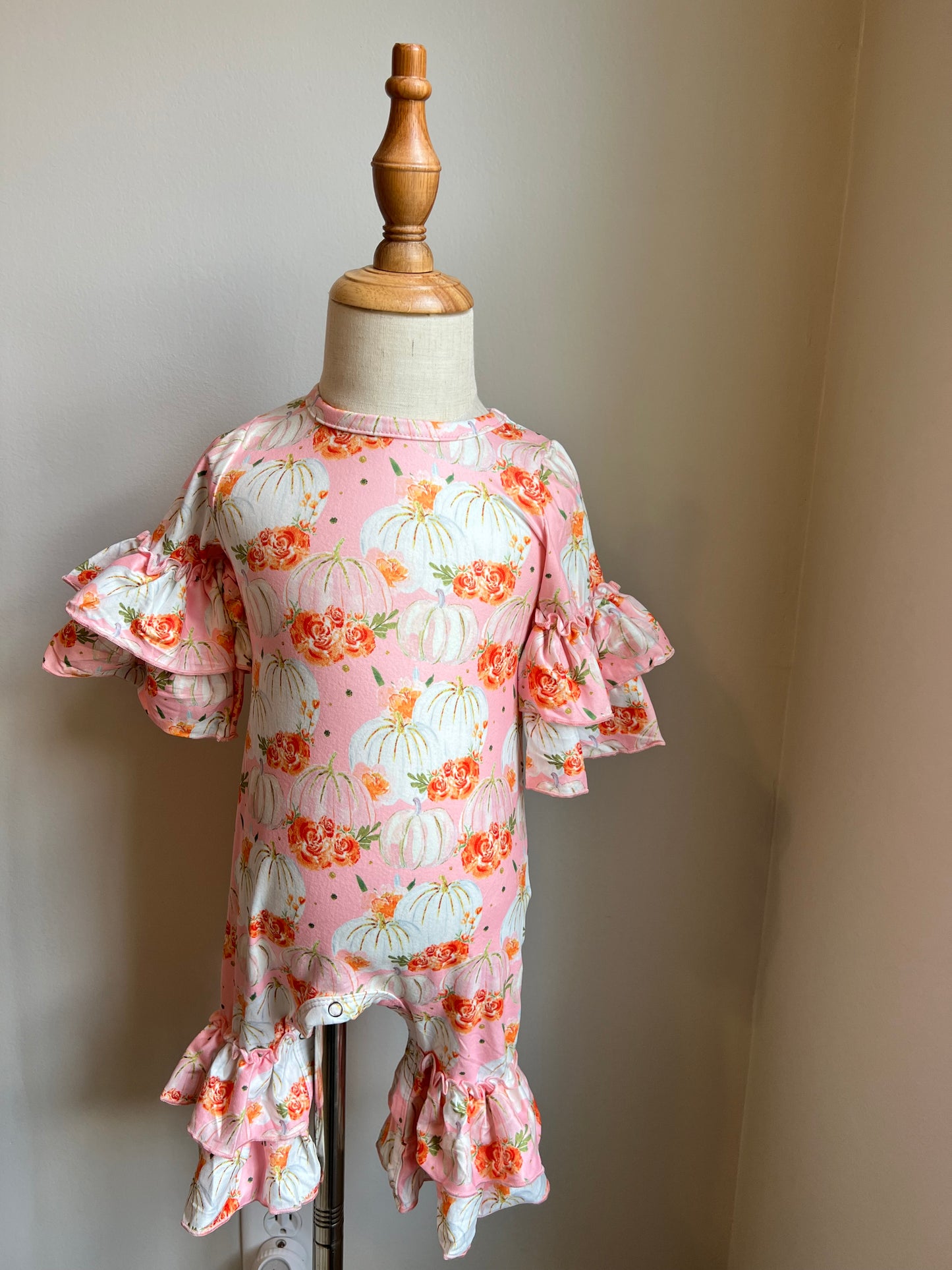 Golden Blush Pumpkin Baby Romper