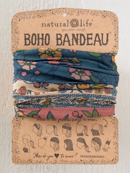 Full Boho Bandeau® Headband - Blue Riviera Floral