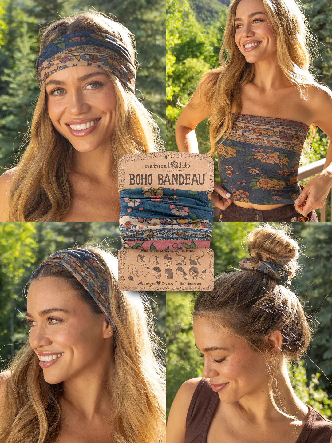 Full Boho Bandeau® Headband - Blue Riviera Floral