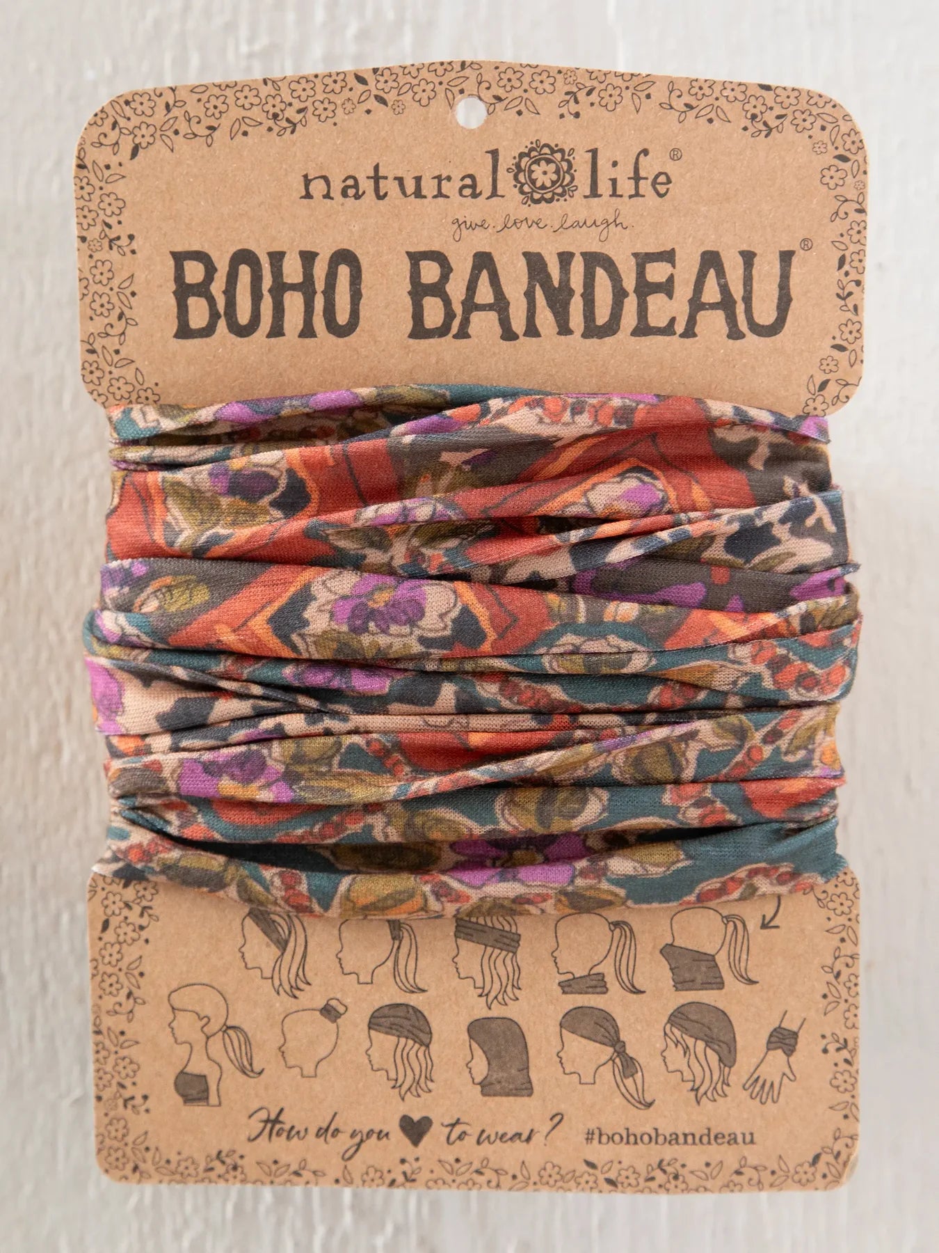 Full Boho Bandeau® Headband - Brown Tuscany Border