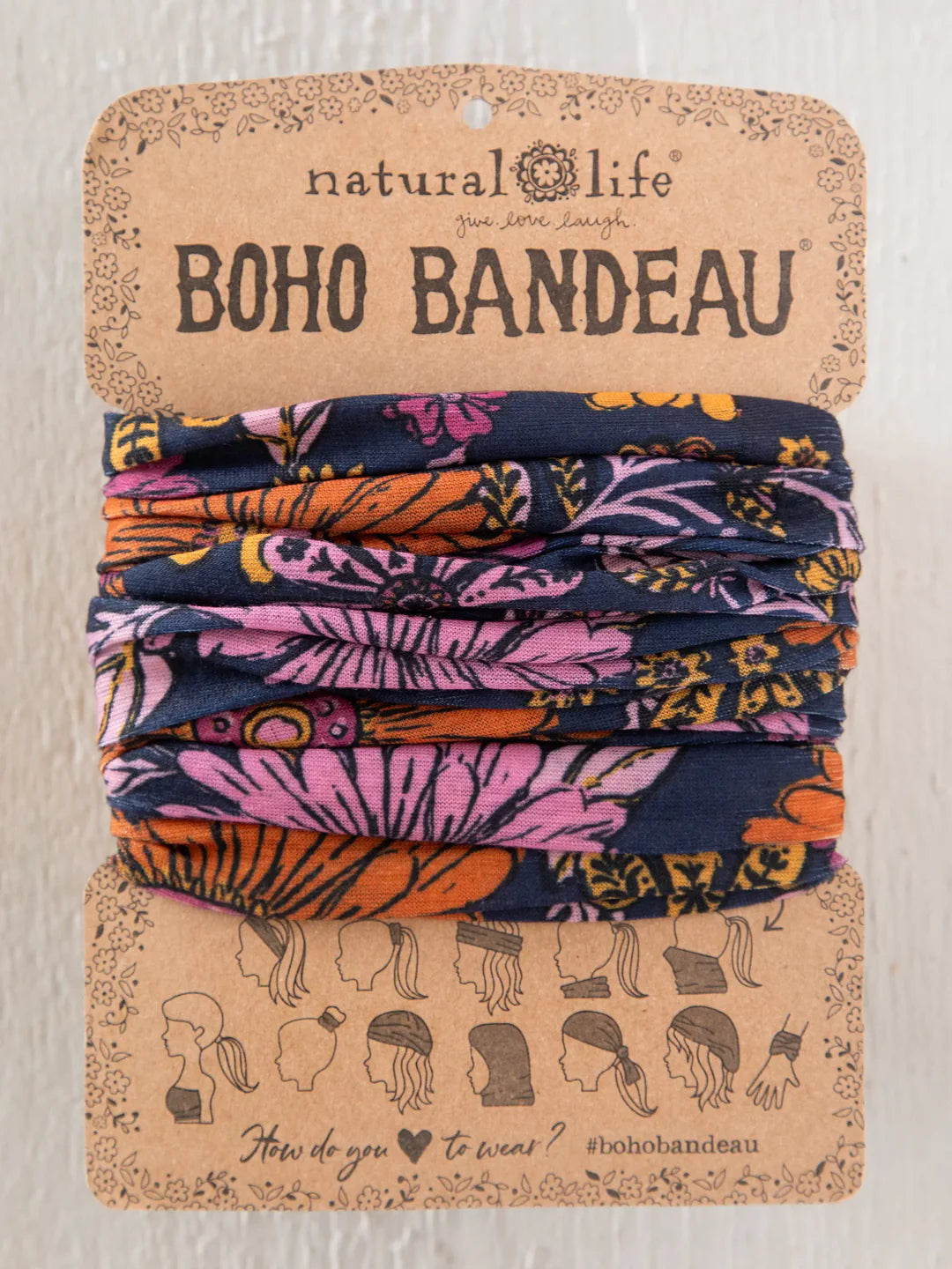 Full Boho Bandeau® Headband - Whimsical Daisies Navy