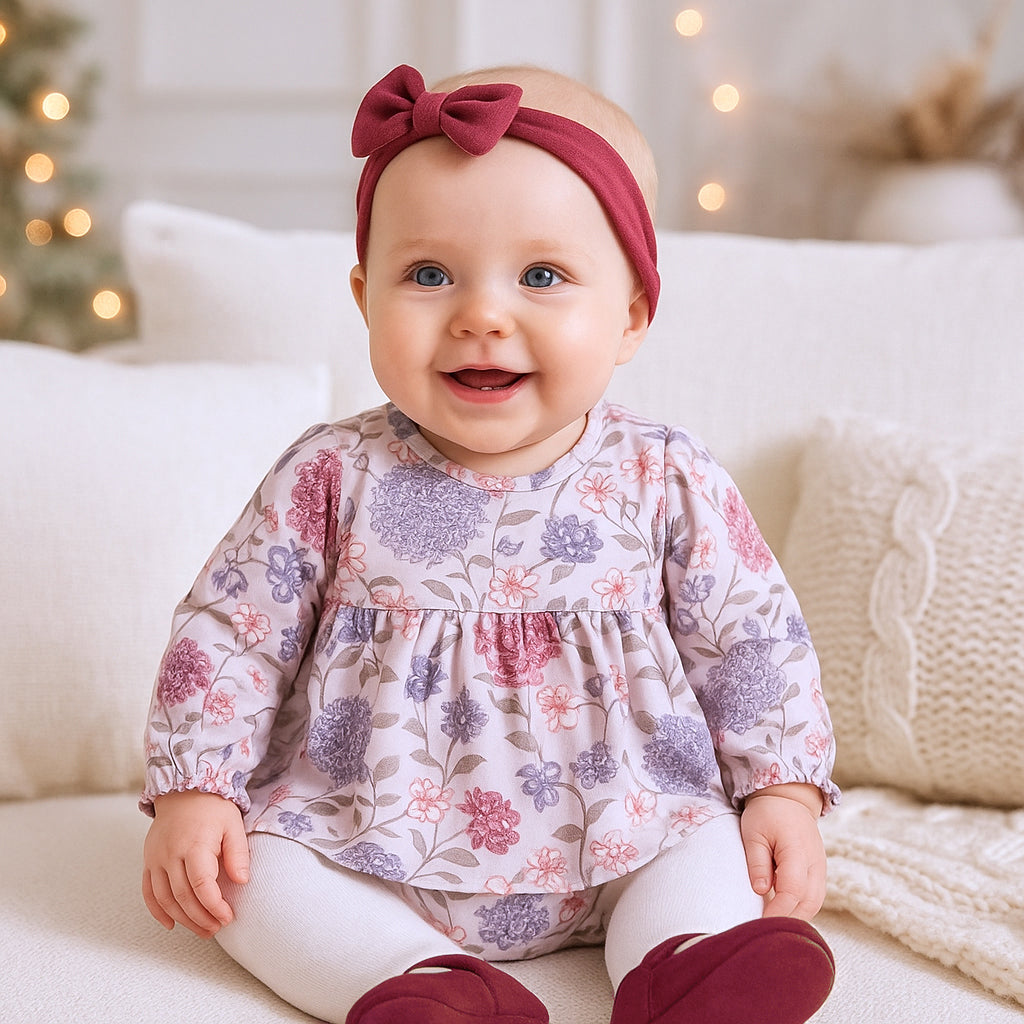 Floral Skirted Baby Girl Bodysuit – Bamboo Vintage Bloom