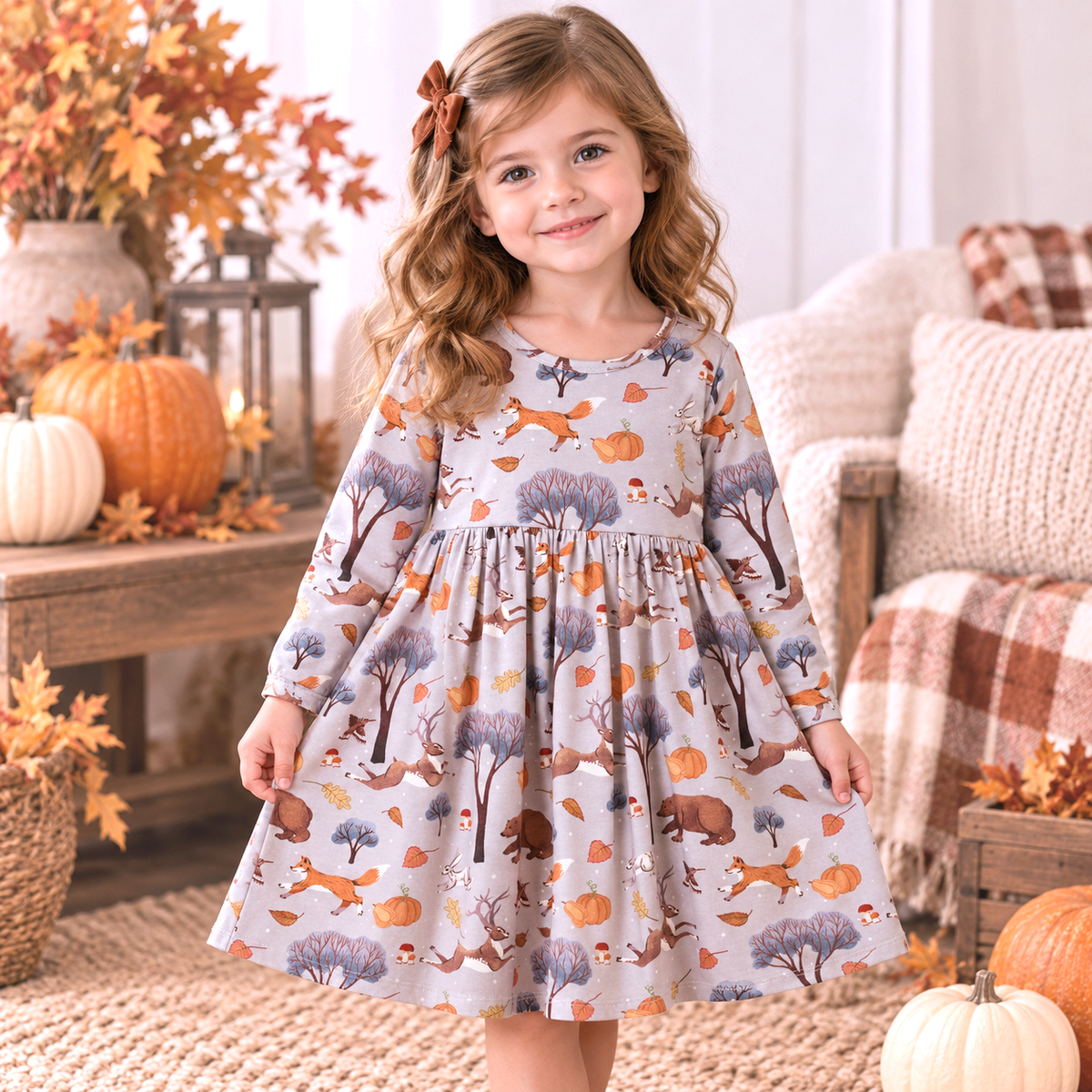 Forest Frolic Twirl Dress - Bamboo Fall Girls Outfit