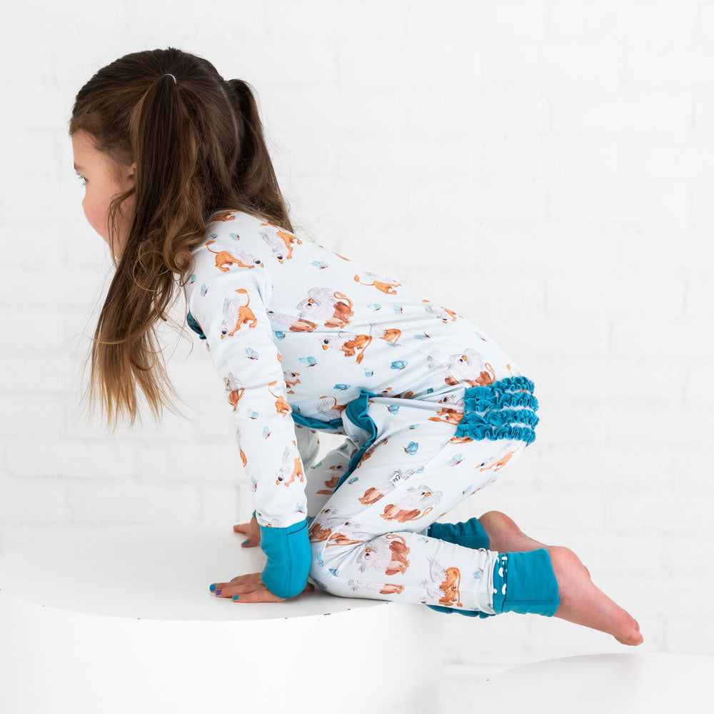 Griffin Butterflies Bamboo Ruffle Convertible Footie