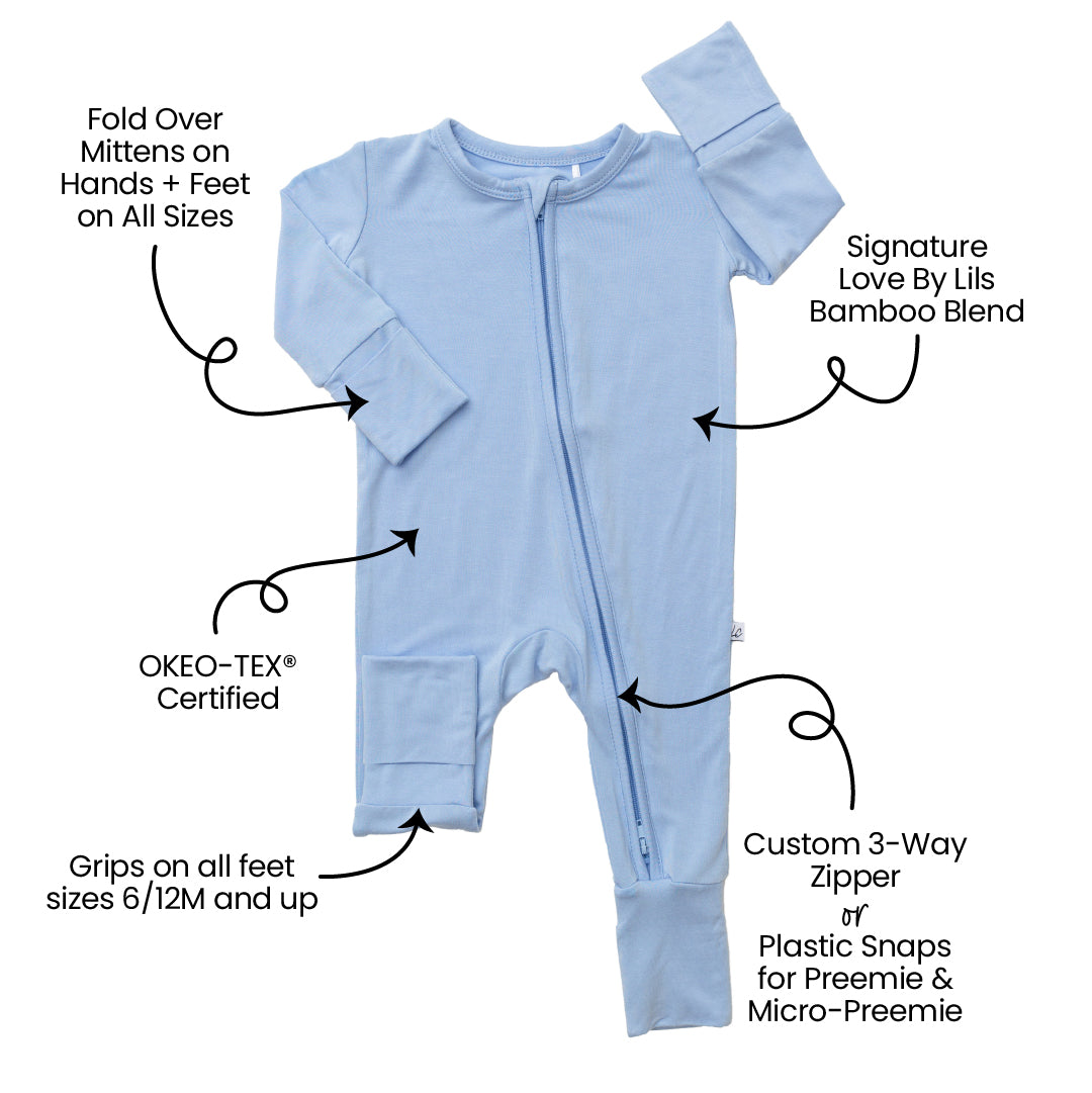 Lillian Trisomy 18 Blue Bamboo Convertible Footie