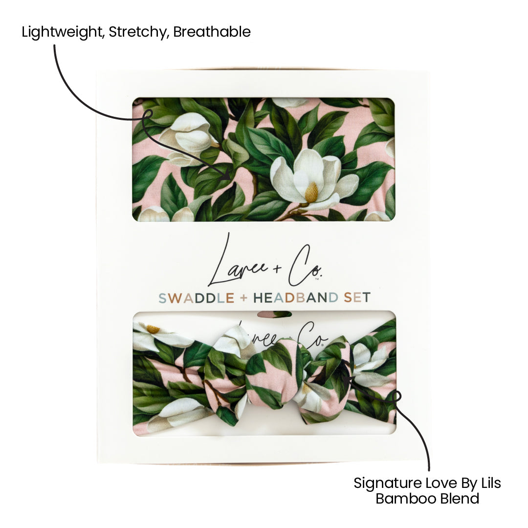 Magnolia Bamboo Swaddle + Headband Set
