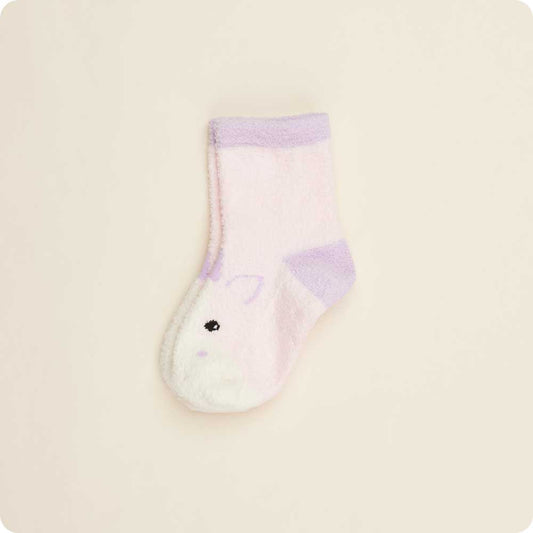 Baby sock with a small animal design on a beige background
