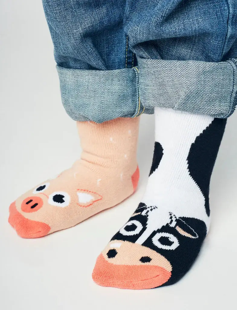 Cow & Pig Mismatched Kids Socks by PALS