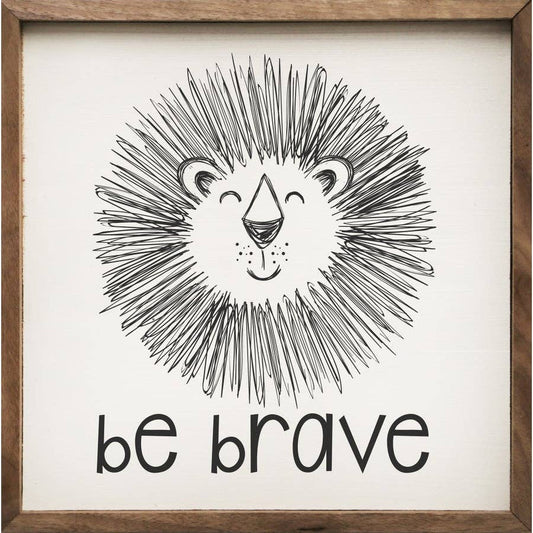 Be Brave Lion Sketch White