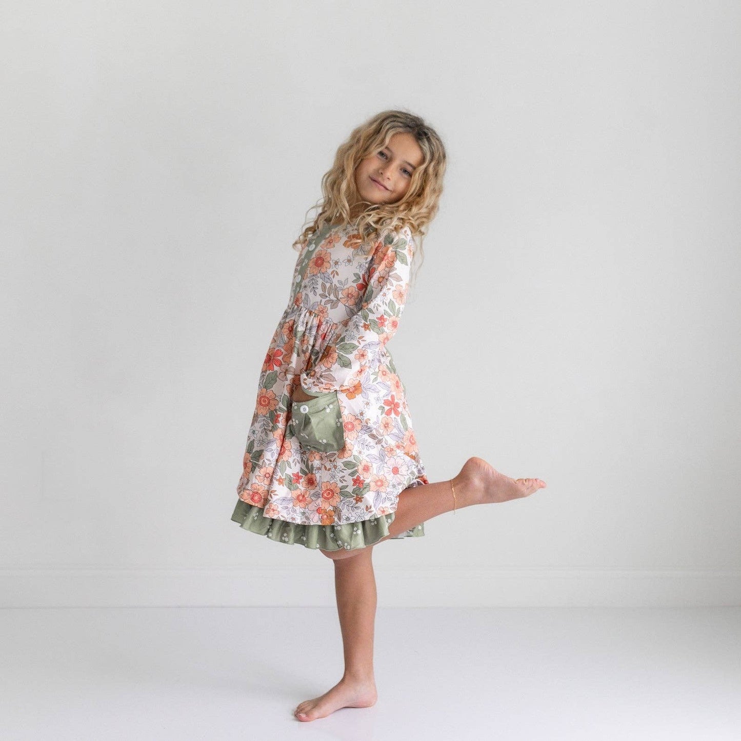Sage & Rust Fall Floral Dress