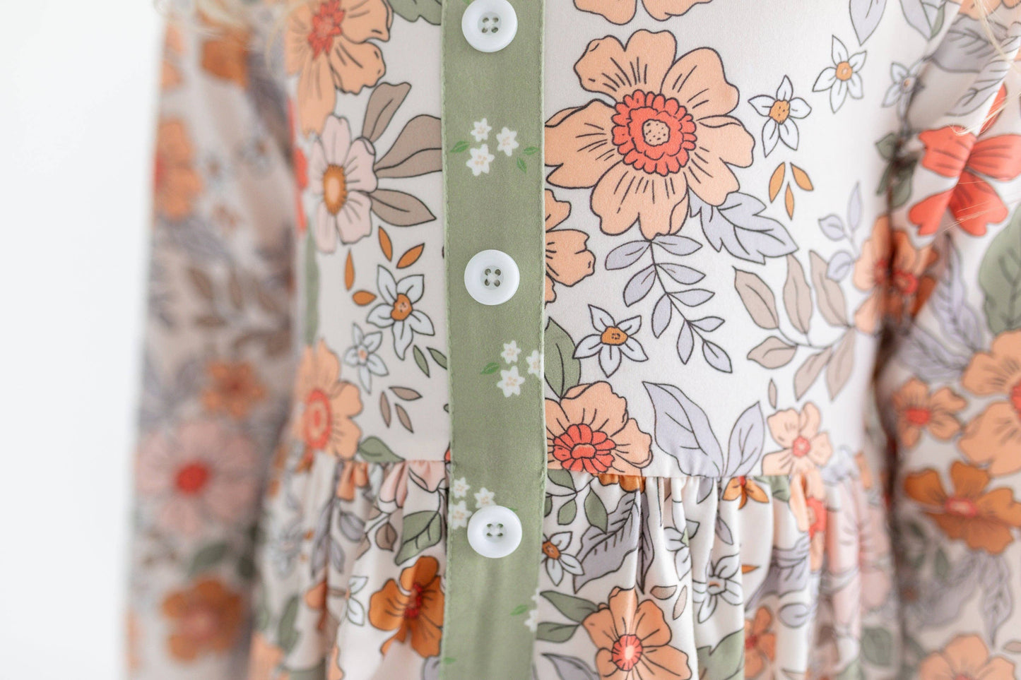 Sage & Rust Fall Floral Dress