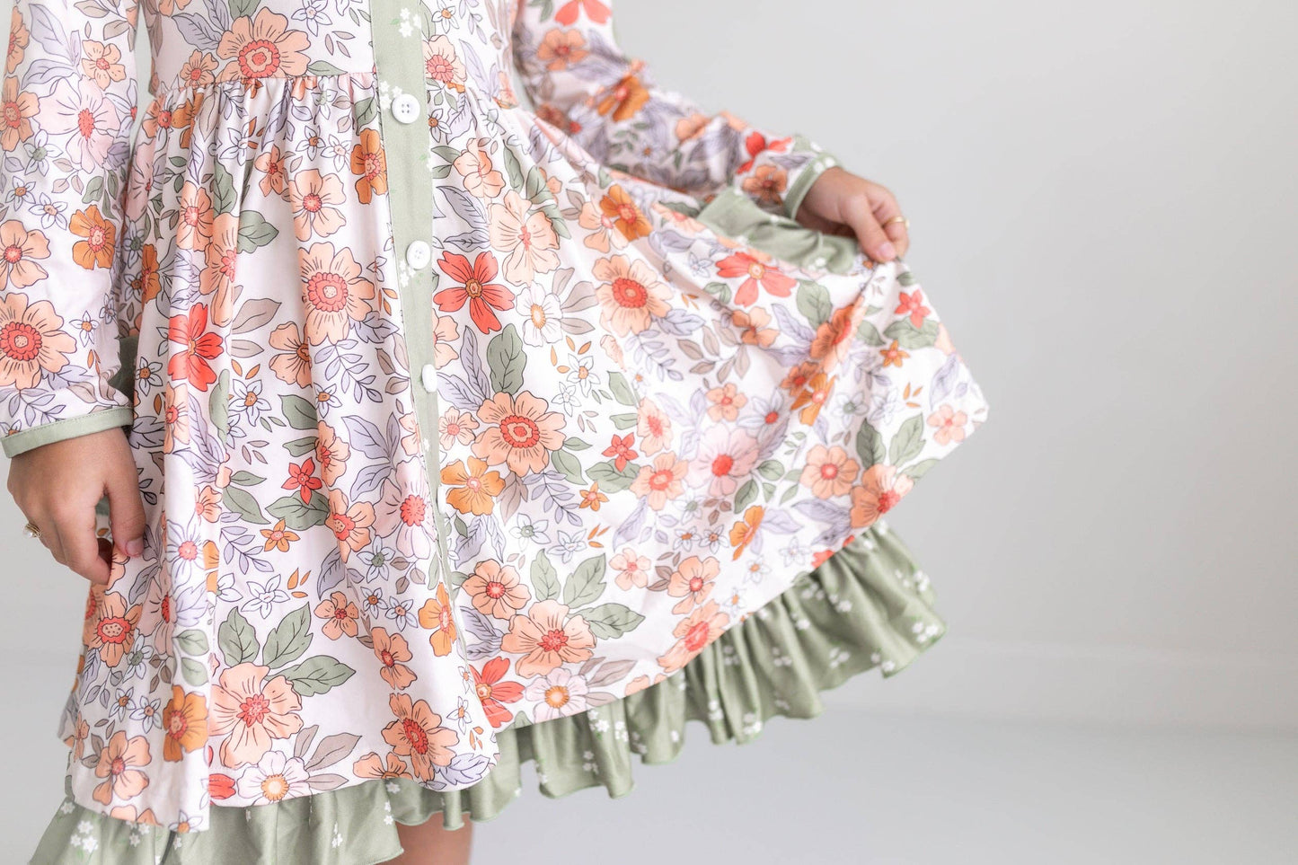Sage & Rust Fall Floral Dress