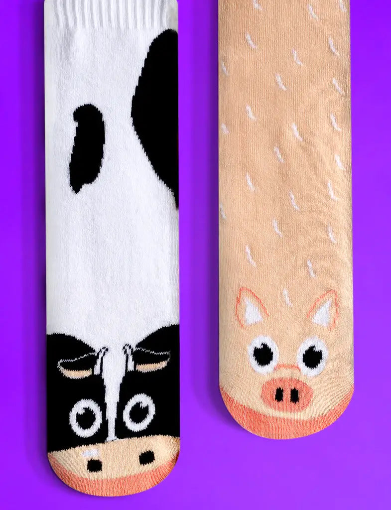 Cow & Pig Mismatched Kids Socks by PALS