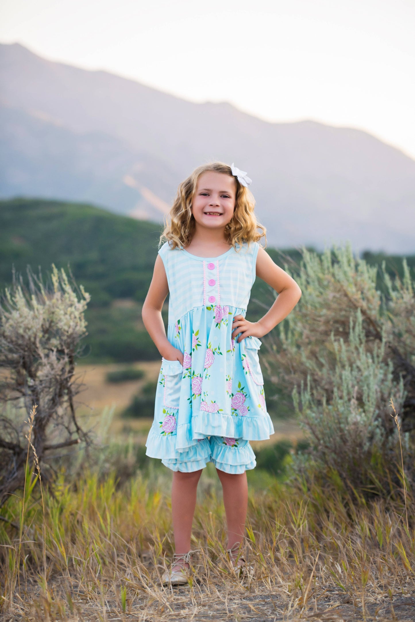 Flower Ruffle Short Set