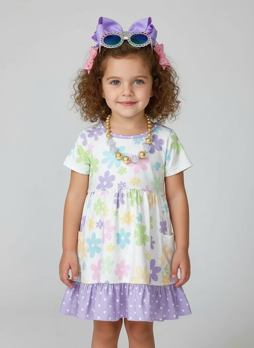 Pastel Daisies & Dots Dress